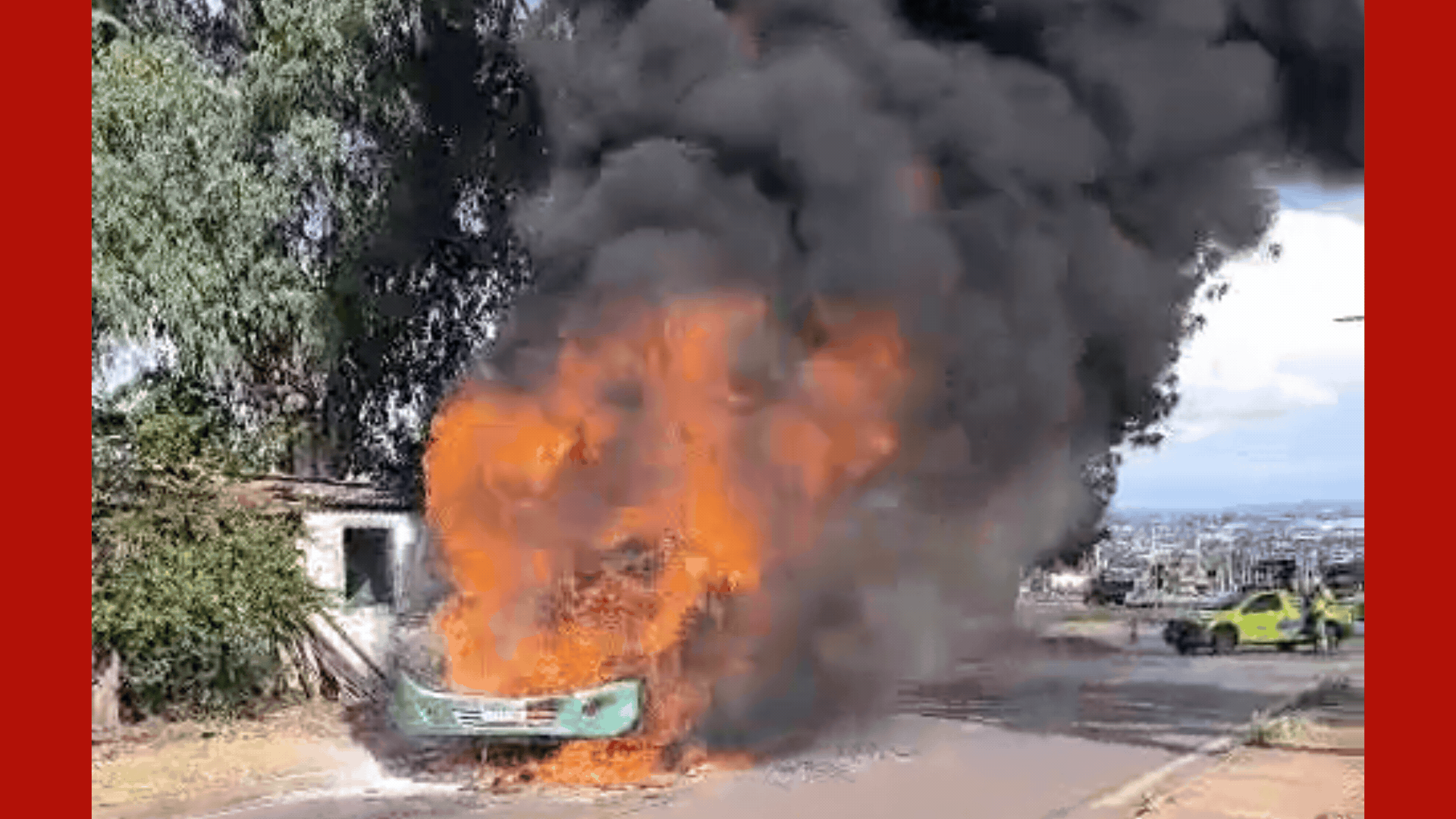 VÍDEO: ônibus é destruído por incêndio na BR-364 em MT