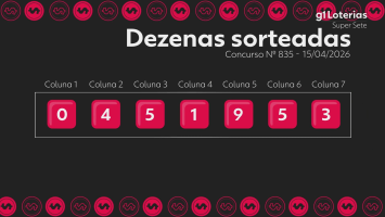 Super Sete hoje: resultado do concurso 835 e números sorteados